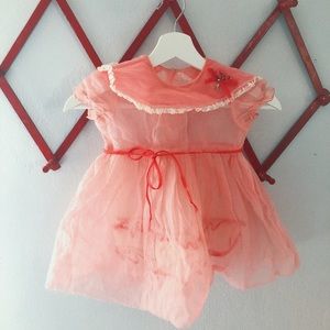 1950s girls sheer pink and red party dress 3T/4T